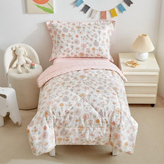 DuShow floral-pattern reversible comforter offers playful decor for a cozy bedtime routine.