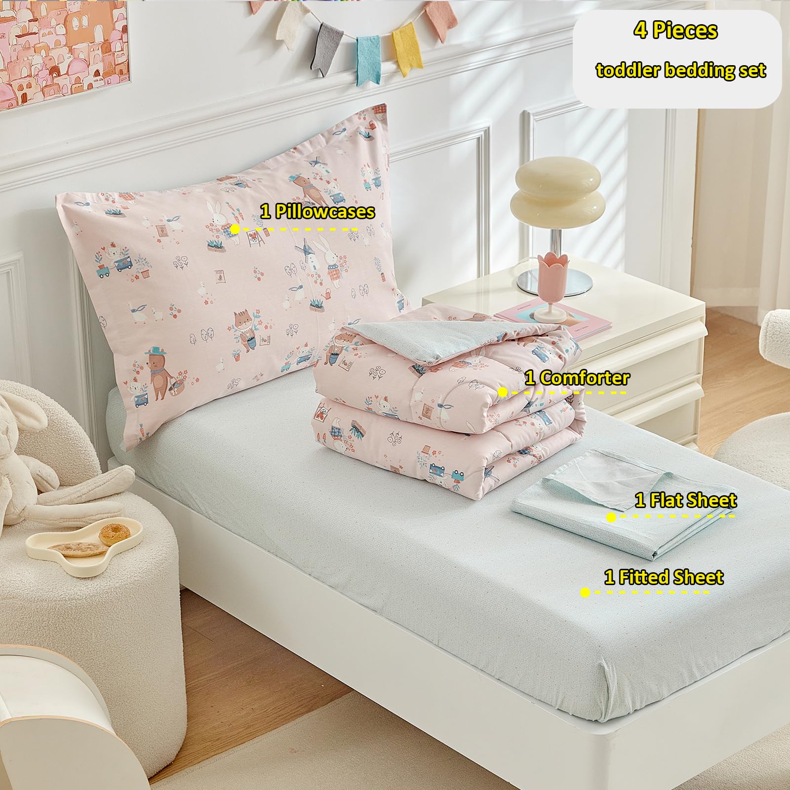 DuShow flat sheet in the set shows smooth, breathable cotton for gentle nights.