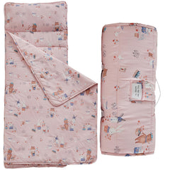 DuShow toddler nap mat animal pink fold shows roll-up portability for daycare
