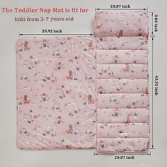 DuShow cotton nap mat pink with handle highlights easy carrying for daycare