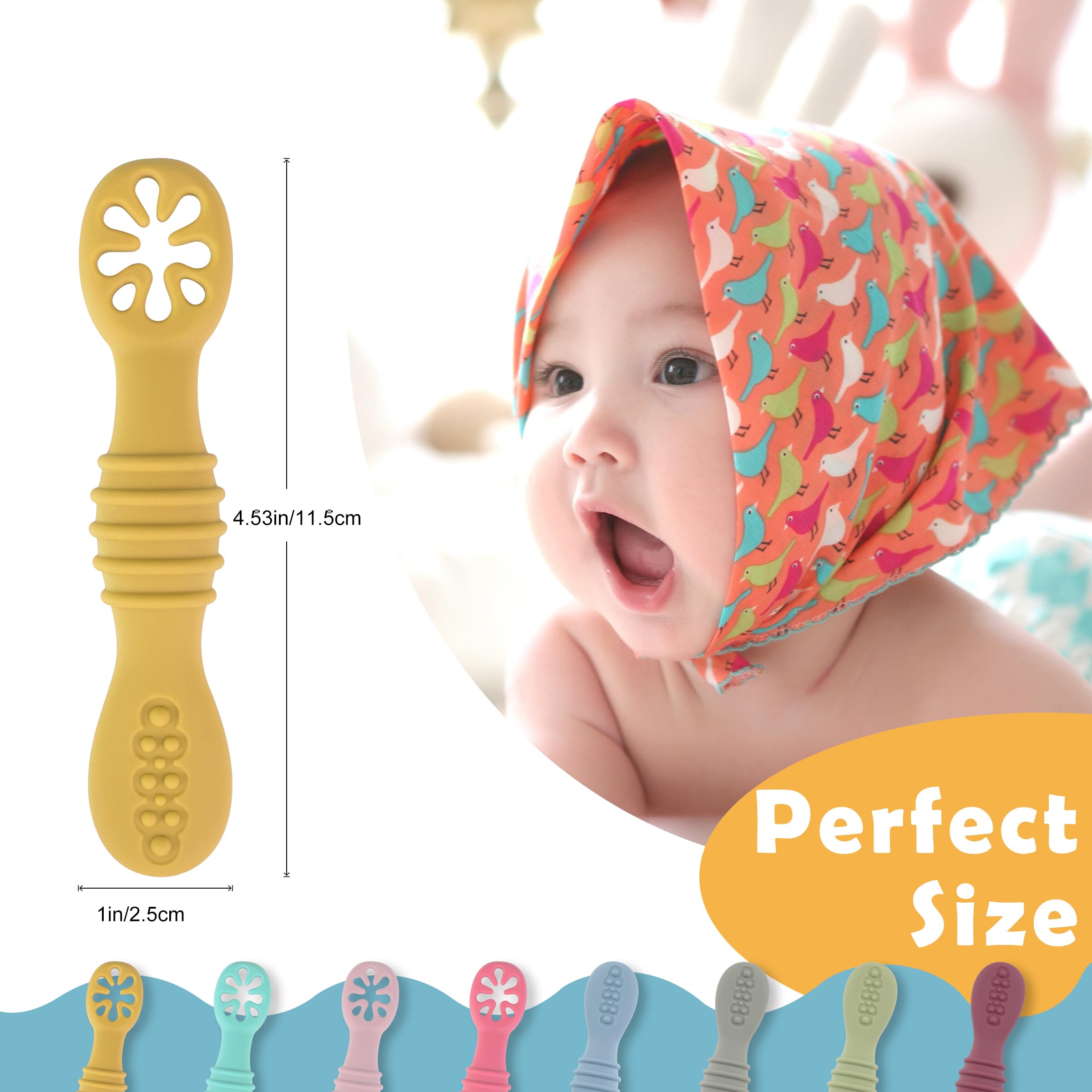 DUALFERV multicolor baby spoons engaging little eaters during self-feeding.