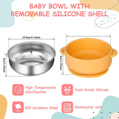 Dualshine 304 stainless steel bowl with BPA-free silicone shell.