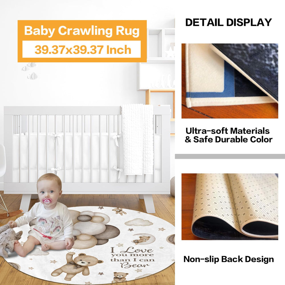 Duckbe crawling rug provides a plush surface for tummy time and exploration.
