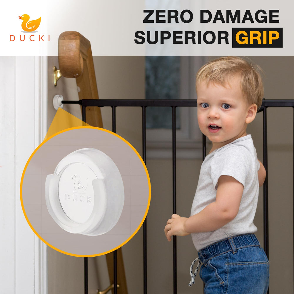 Ducki Clear wall savers pet-gate-use reduces wall wear from daily entrances.