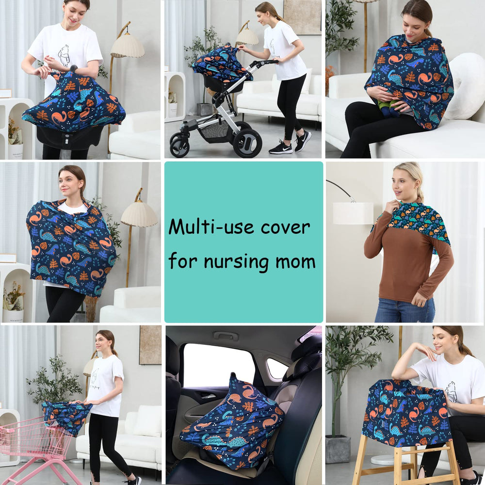Dudeeghes breastfeeding cover navy dinosaur offering private nursing space