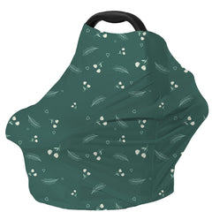 Dudeeghes car-seat cover green print outside view provides sun shading and privacy.