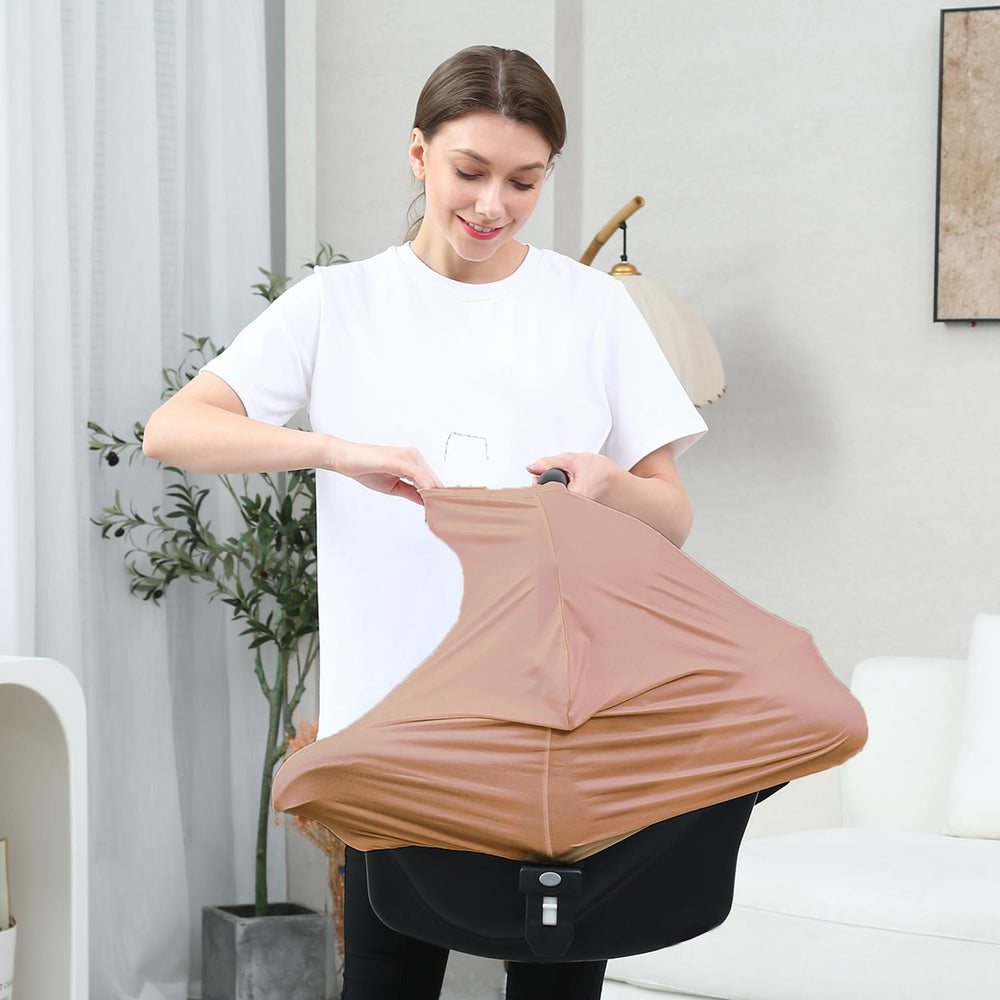 Dudeeghes car seat cover wheat highlights multipurpose use for car seat, nursing, and stroller