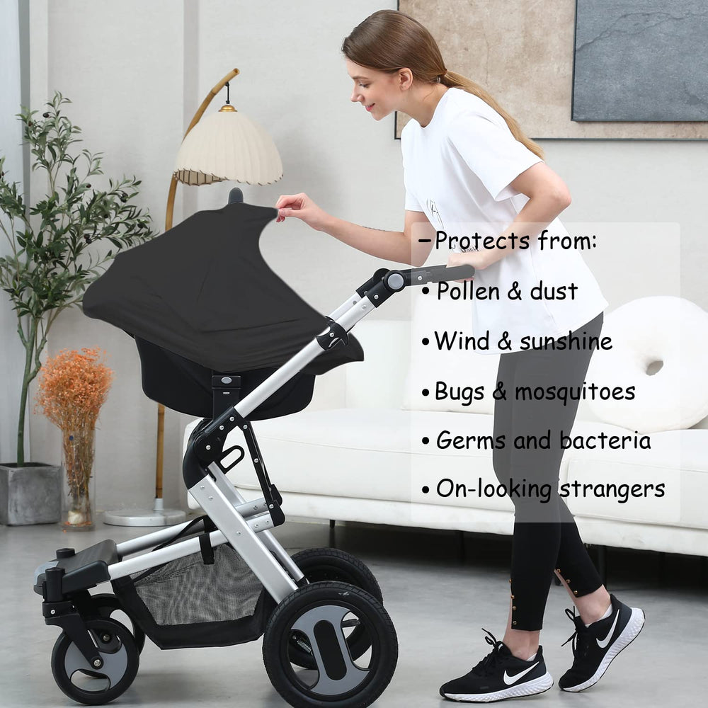 Dudeeghes carseat cover stroller canopy demonstrates multipurpose use on the go.