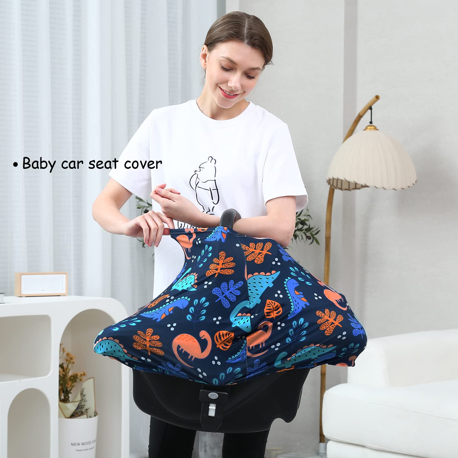 Dudeeghes carseat cover navy dinosaur folded for compact portability