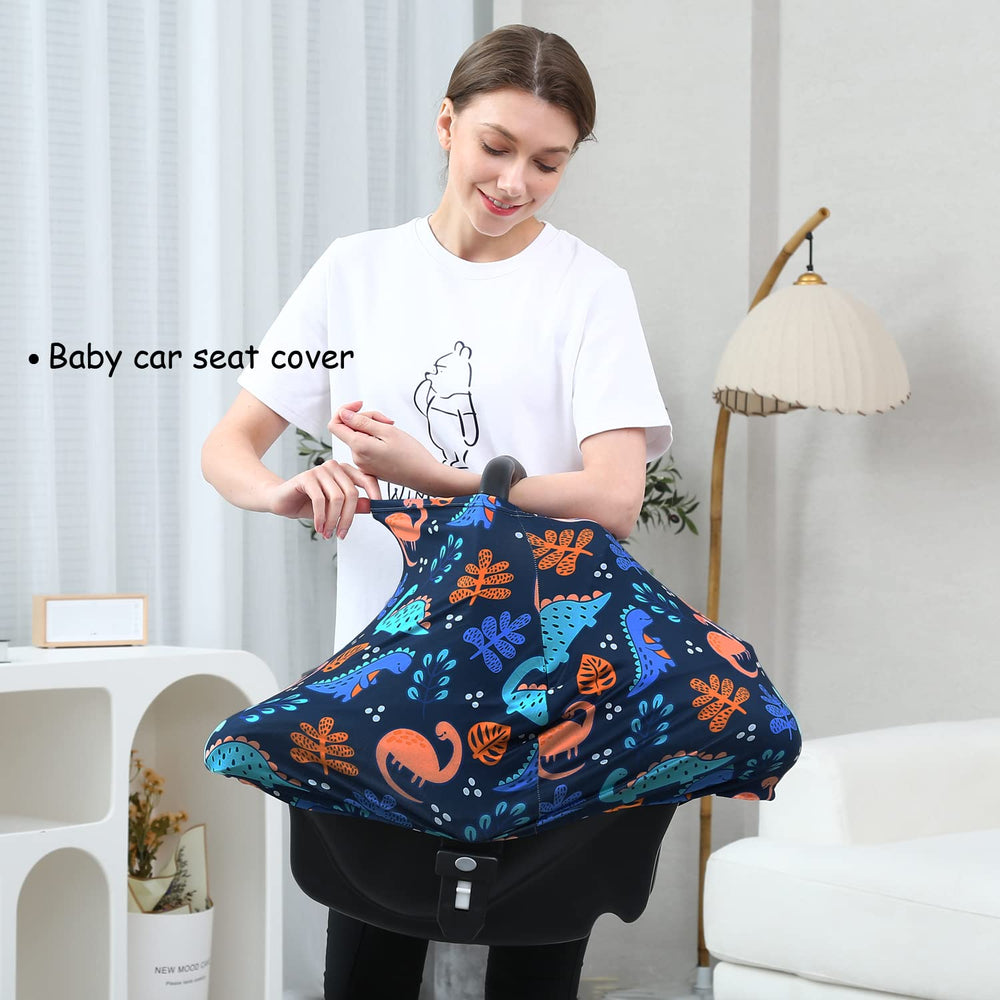 Dudeeghes carseat cover navy dinosaur folded for compact portability