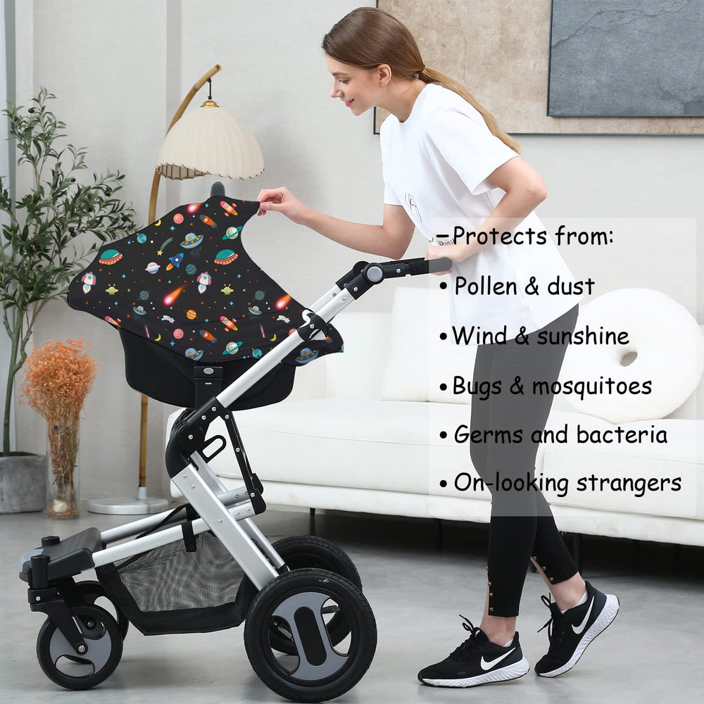 Dudeeghes spacecraft canopy creates a cozy outer-space view for baby.