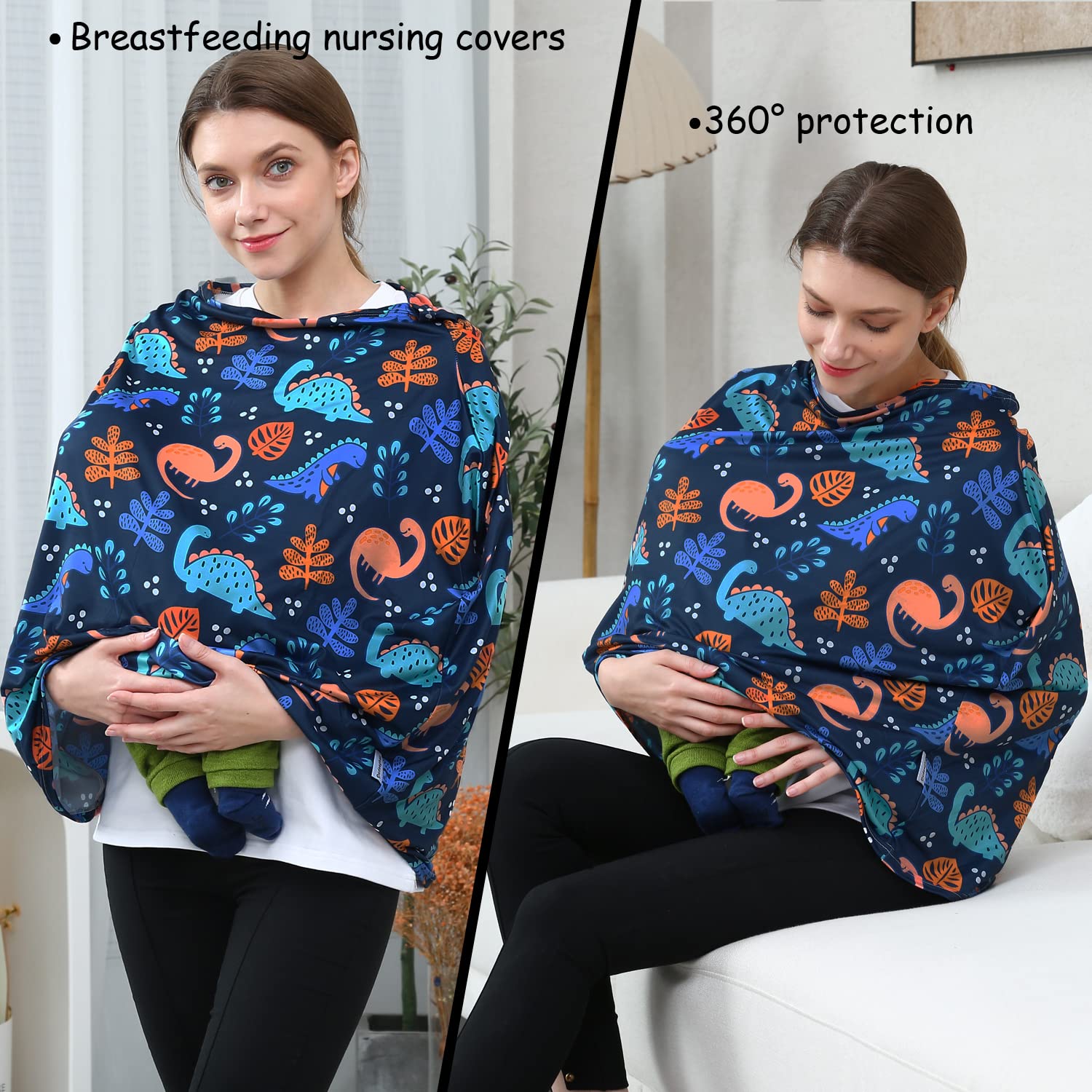 Dudeeghes shopping cart cover navy dinosaur shielding baby from dust