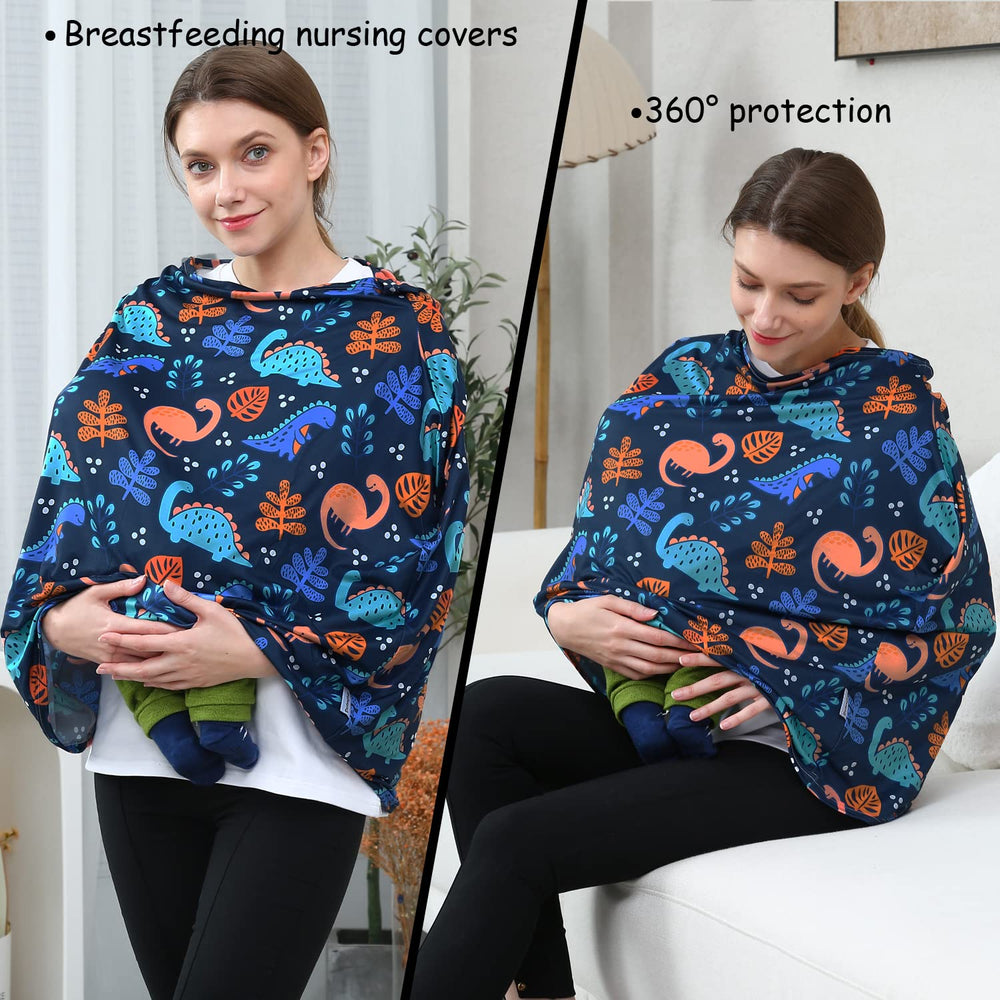 Dudeeghes shopping cart cover navy dinosaur shielding baby from dust