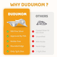 Dudumom silver nursing cups ergonomic-fit demonstrate comfortable, secure shielding during feeds.