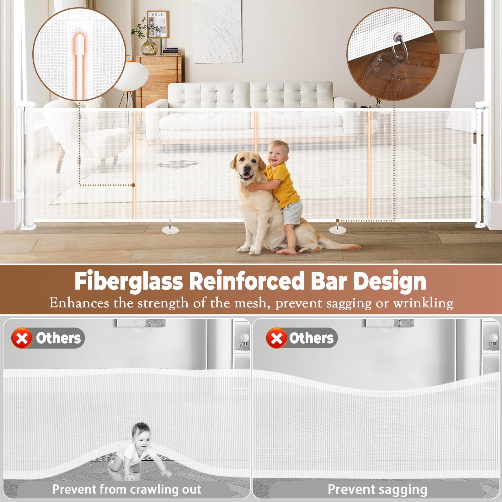 duedelala fiberglass reinforced mesh rods close-up add strength to prevent sagging.