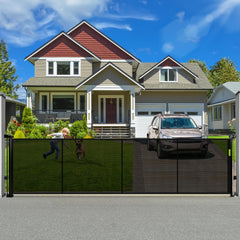 Dueelala 120in retractable gate setup showing wide opening for large spaces