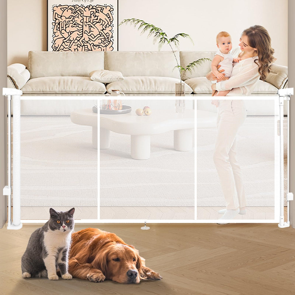 Dueelala retractable gate saves space when not in use