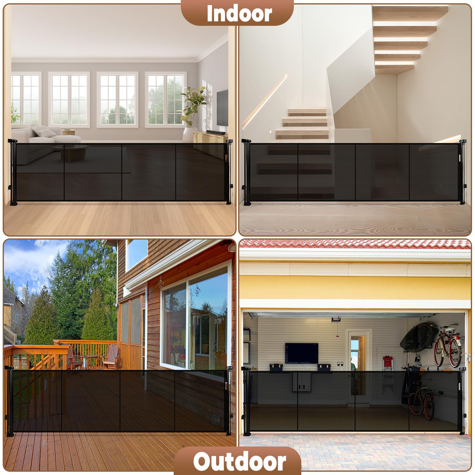 Dueelala indoor-outdoor mesh gate supports flexible space division.