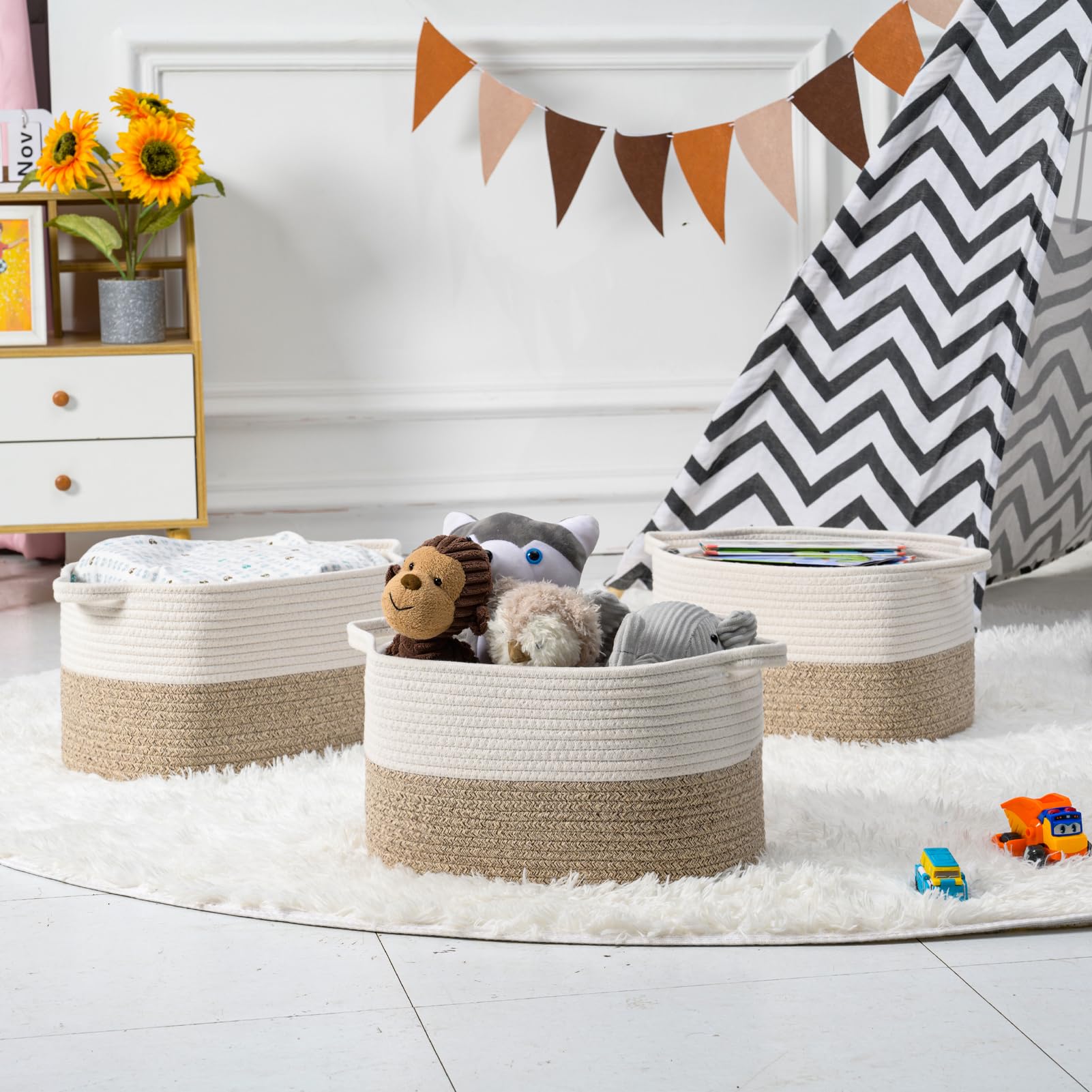DUHEL living room storage basket blending decor with practical organization.