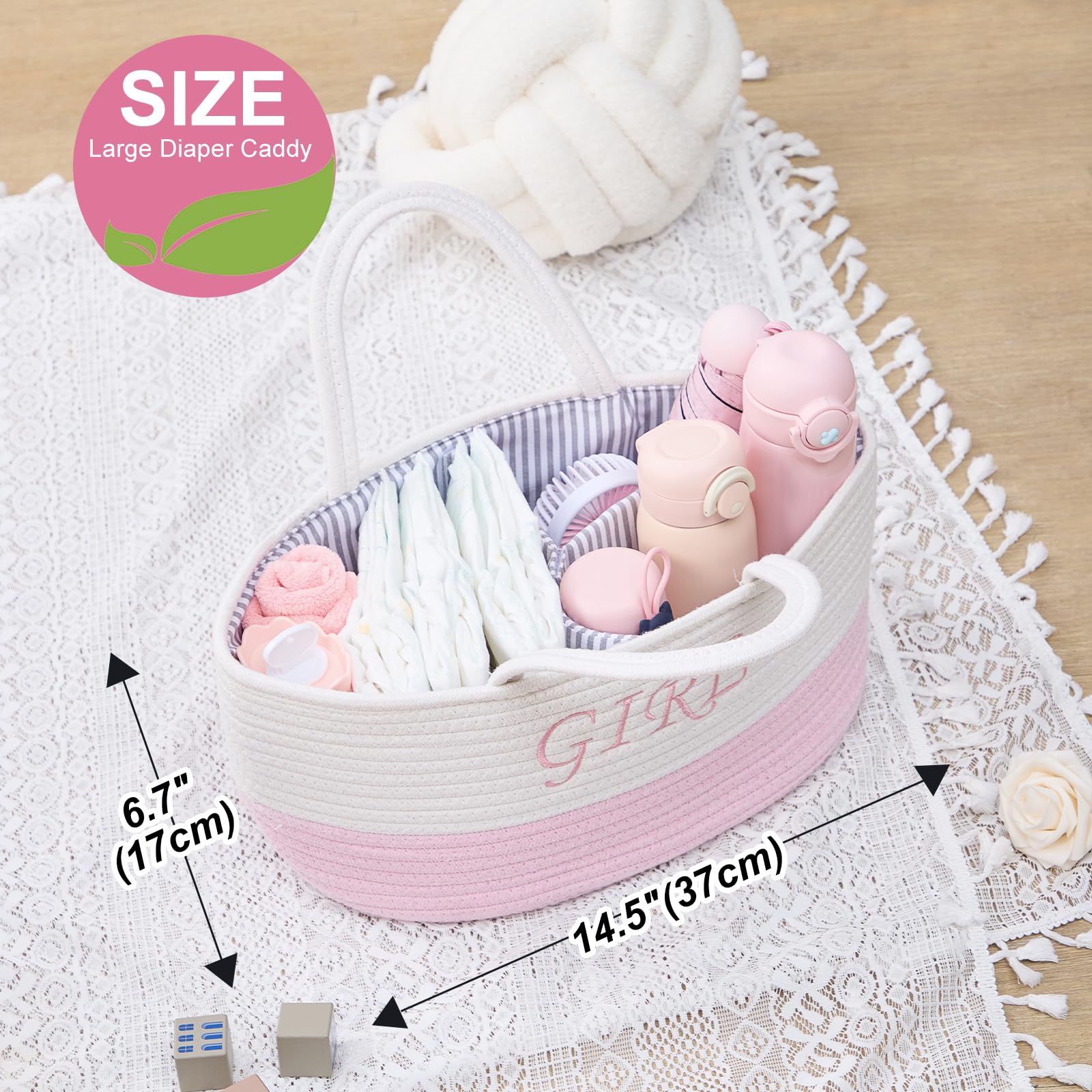 DUHEL cotton-woven basket closeup highlights durable lightweight construction for nursery organization