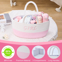 DUHEL diaper caddy blue-pink variant shows stylish versatile design for both baby boys and girls