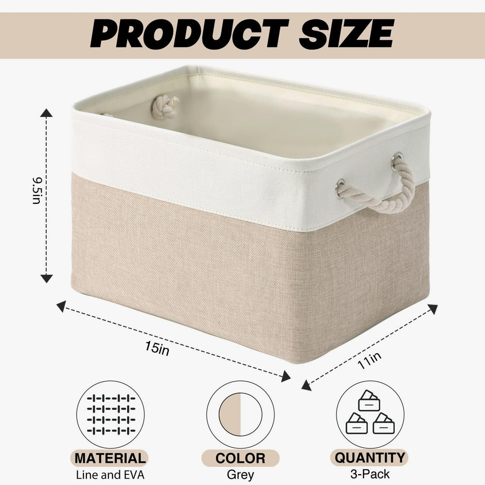DUHEL storage bins with cotton rope handles for easy transport and organization