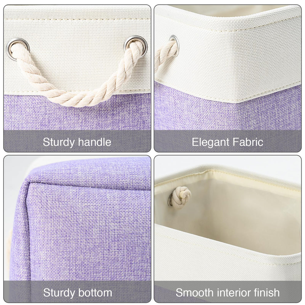 DUHEL storage bins with cotton handles enable easy lifting between shelves.