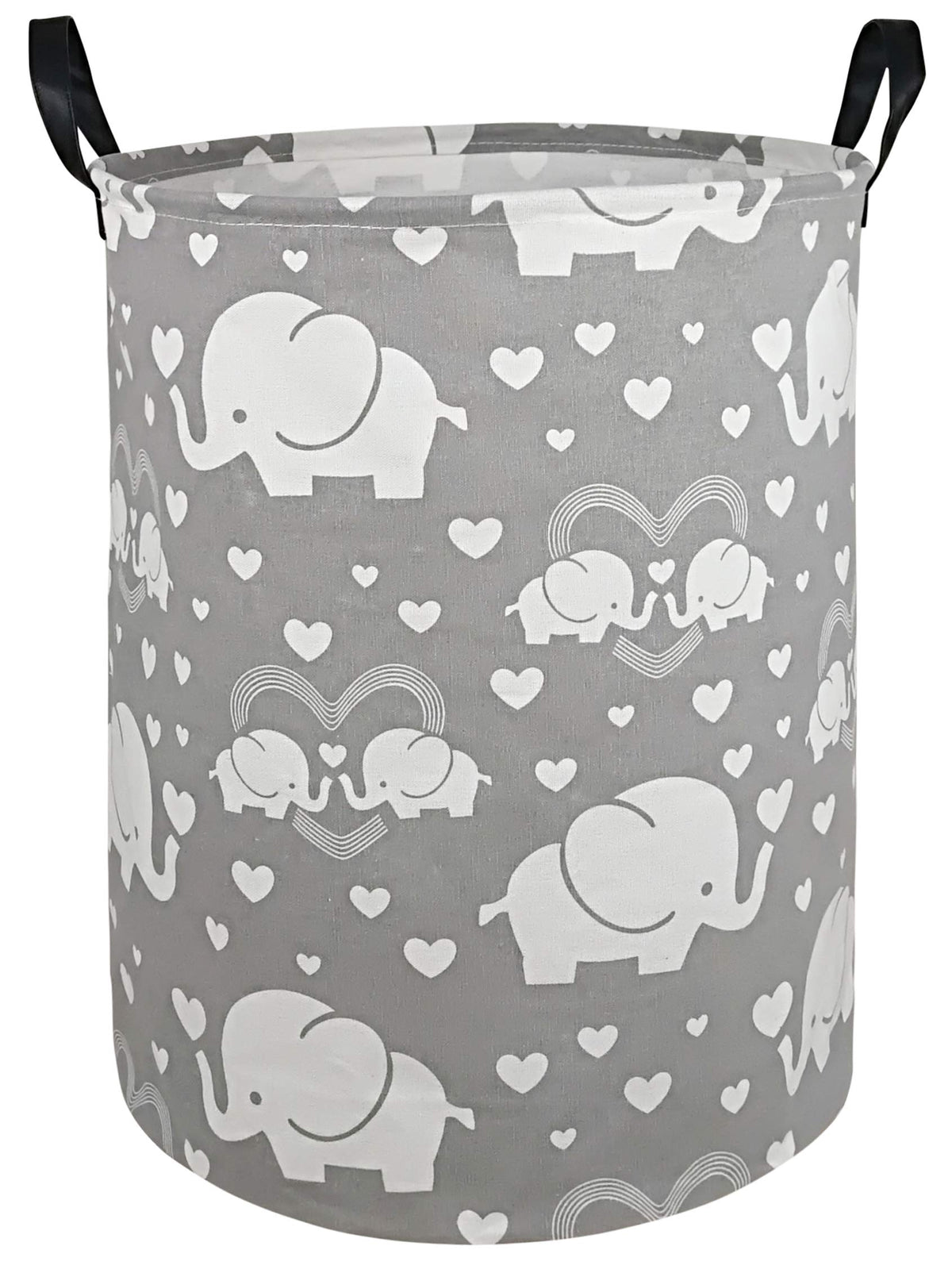 DUYIY round laundry hamper with handles for easy transport.
