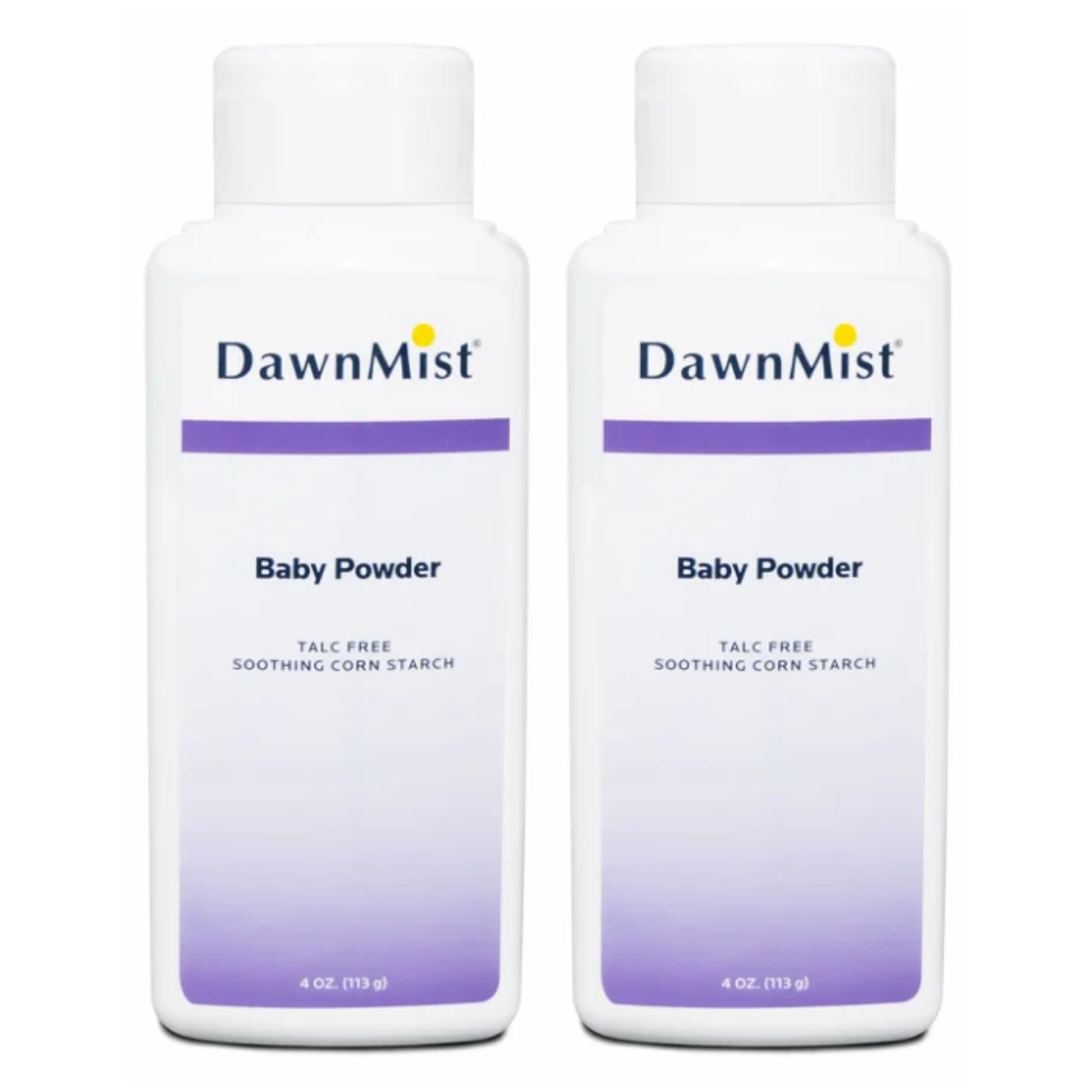 DawnMist Dukal baby powder bottle with cornstarch for gentle moisture absorption
