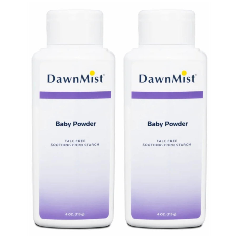 DawnMist Dukal baby powder bottle with cornstarch for gentle moisture absorption