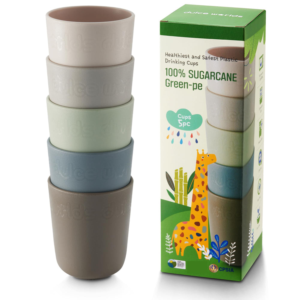 Dulce Worlds Sugarcane Kids Cup 10 oz front view shows durable toddler-friendly design.
