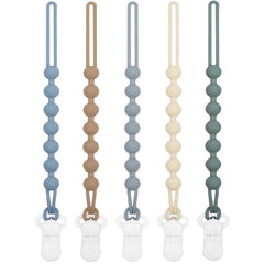 duludulu 5-pack silicone pacifier clip blue pack keeps pacifiers within reach during outings.