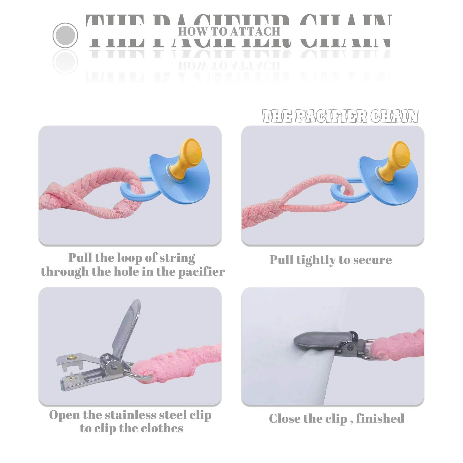 Duludulu anti-lost bottom clip keeps pacifier attached during everyday activities.