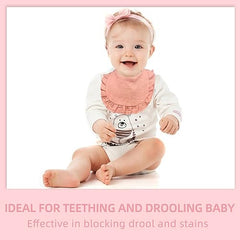 duludulu bib worn by a baby girl during teething