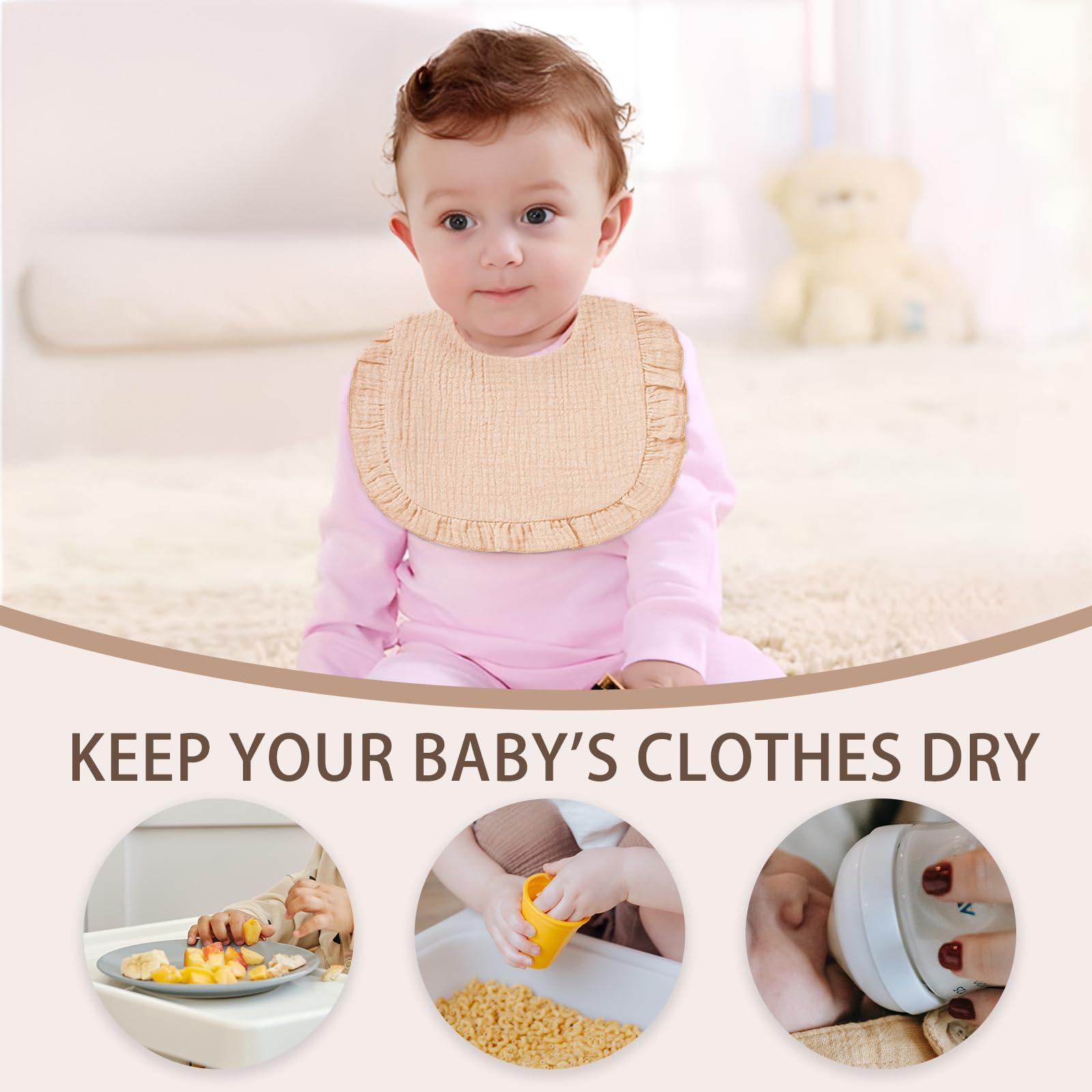 duludulu muslin bibs six-pack Sweet Pink flat lay shows multi-use versatility as burp cloths.