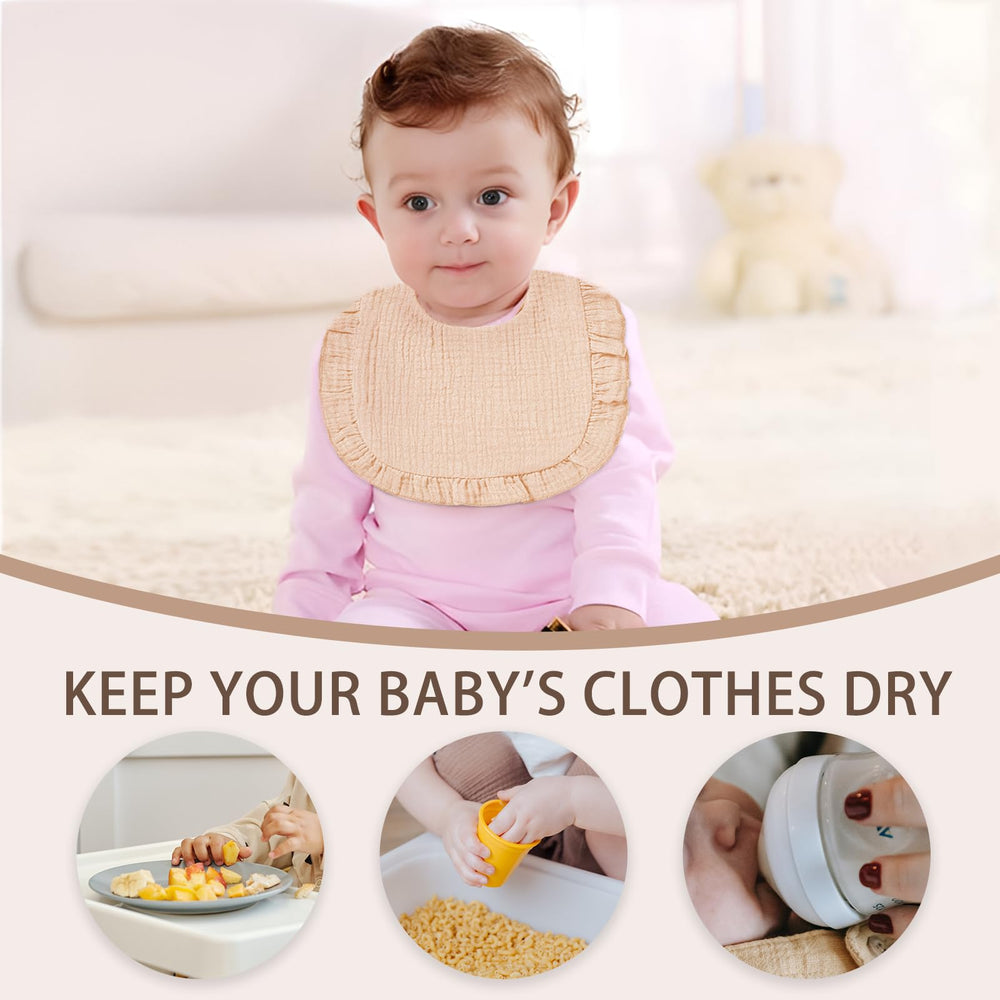 duludulu muslin bibs six-pack Sweet Pink flat lay shows multi-use versatility as burp cloths.