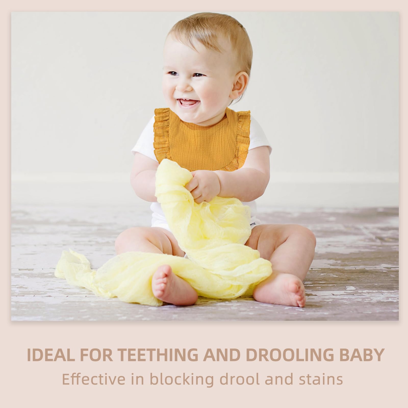 Duludulu bib covers clothes and blocks drool stains.