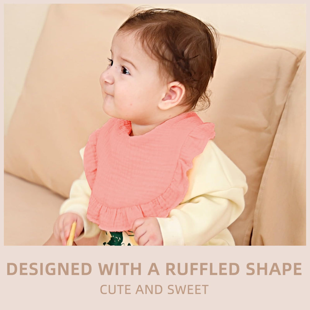 duludulu muslin bibs feature nickel-free snap for easy, gentle fastening
