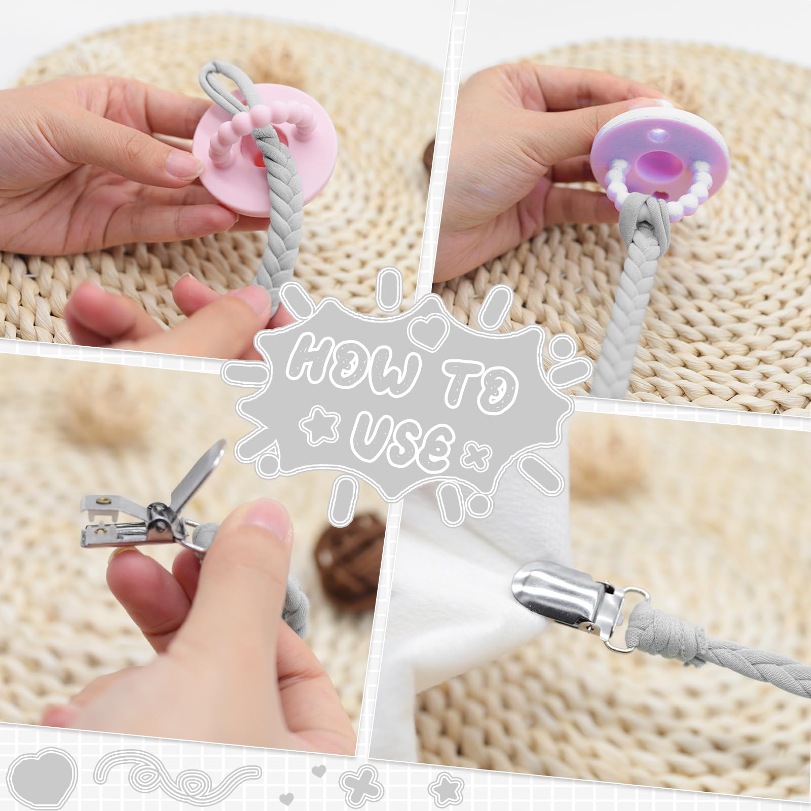 Duludulu pacifier clip on baby clothes demonstrates hands-free access during snuggle time