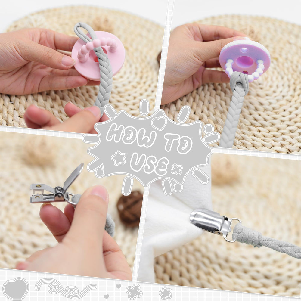 Duludulu pacifier clip on baby clothes demonstrates hands-free access during snuggle time