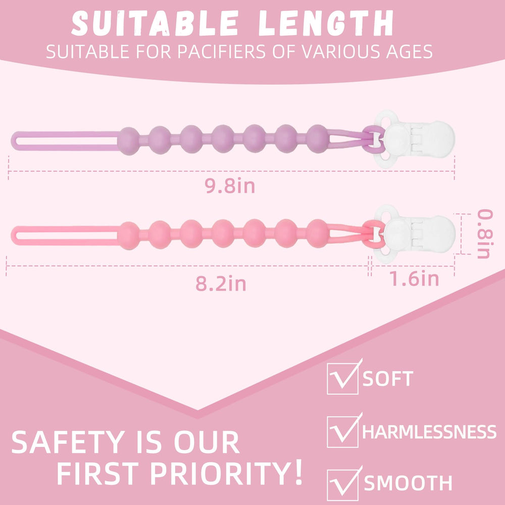 duludulu pacifier clip silicone-beads-pink emphasizes soft-touch beads for sensory-friendly days