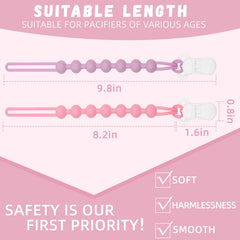 duludulu pacifier clip silicone-beads-pink emphasizes soft-touch beads for sensory-friendly days