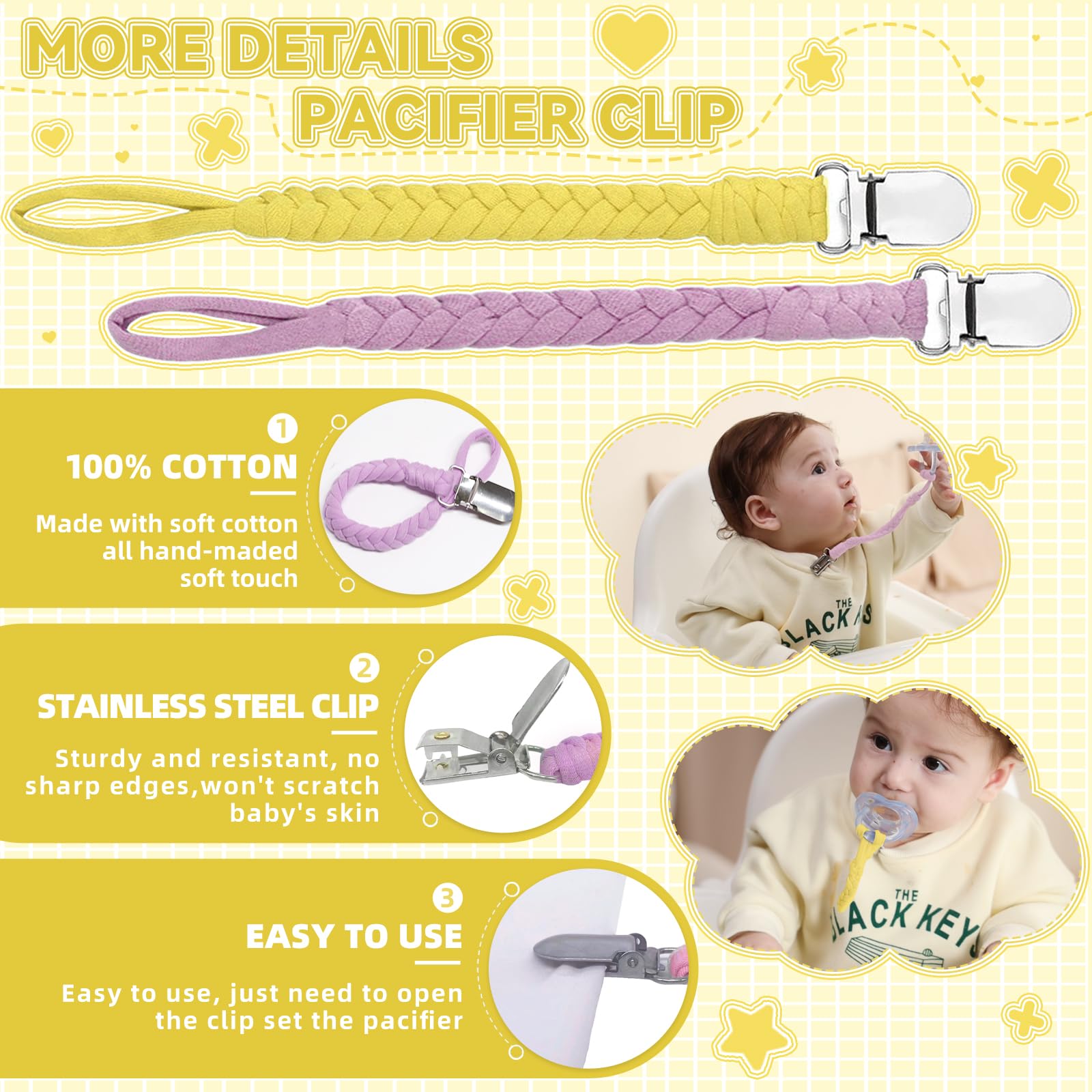 duludulu pacifier clip stainless-steel closeup durable and rust-resistant