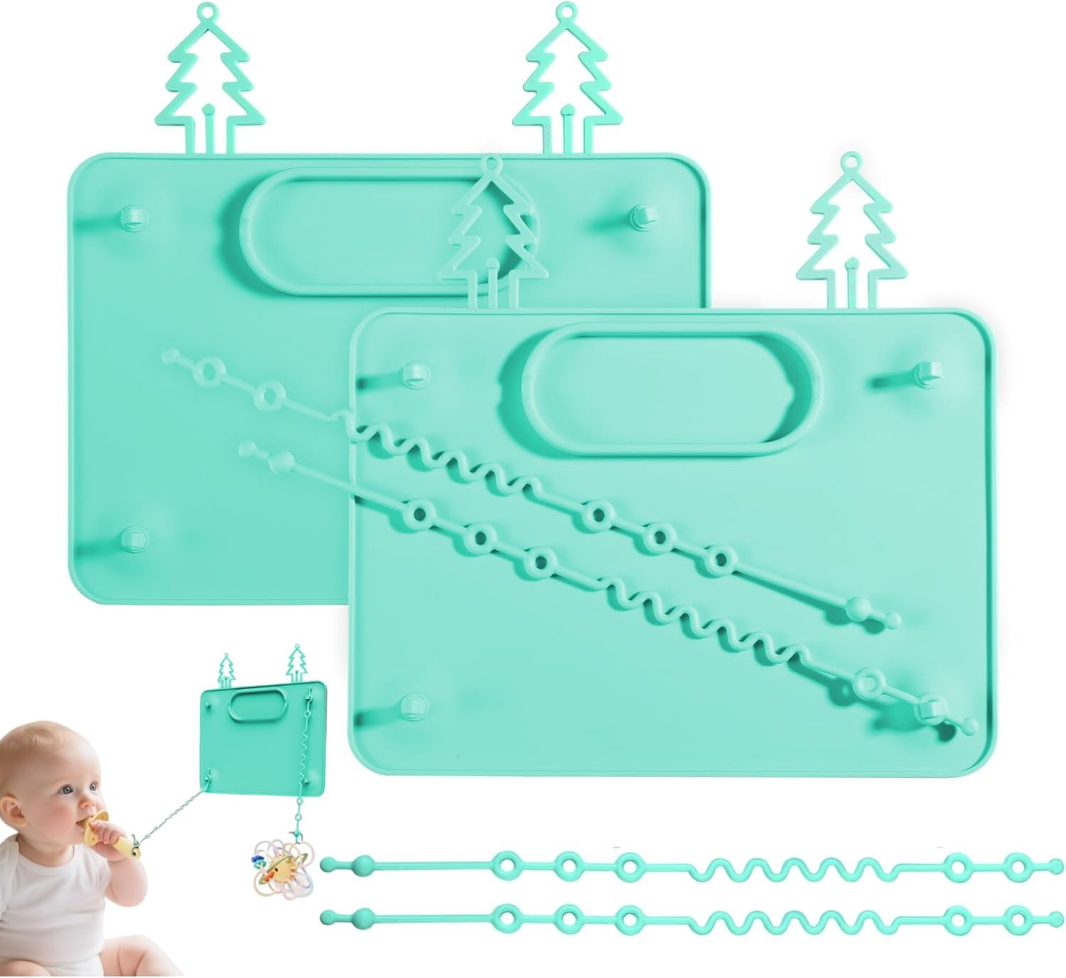 Dulvus baby silicone mat 2-pack with suction cups keeps mealtime tidy.