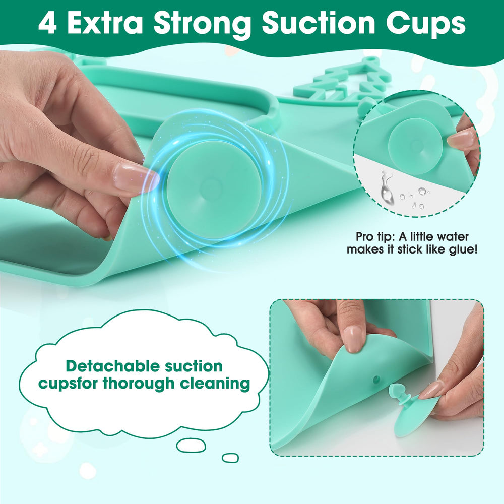 Dulvus silicone mat features four stretchable straps for toy organization.