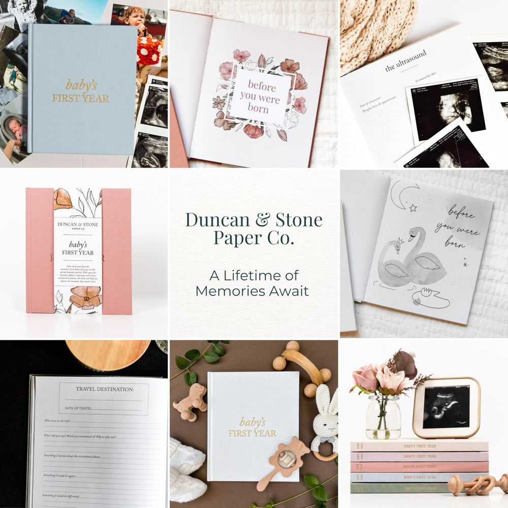 Duncan & Stone Baby ultrasound and photo spreads preserve precious memories.