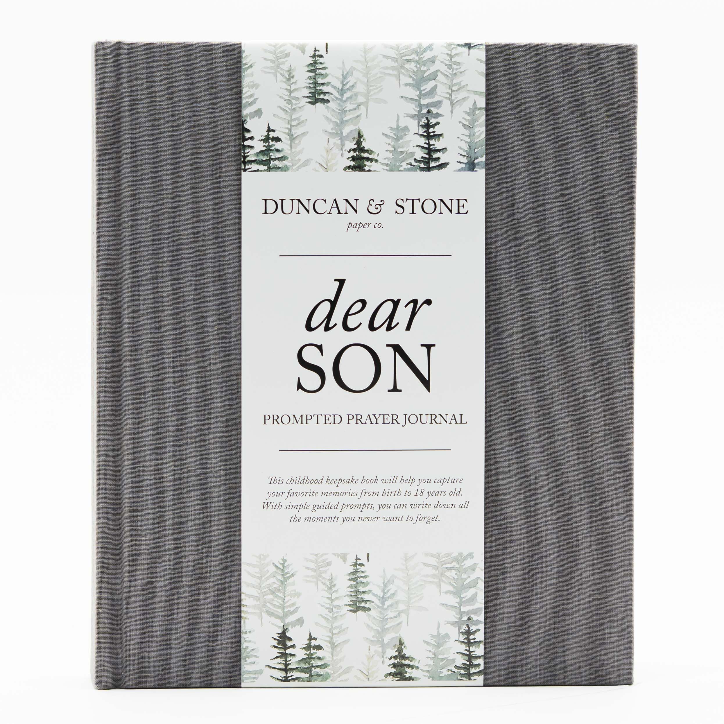 Duncan & Stone Baby Memory Book cover-grey, durable keepsake for family memories.