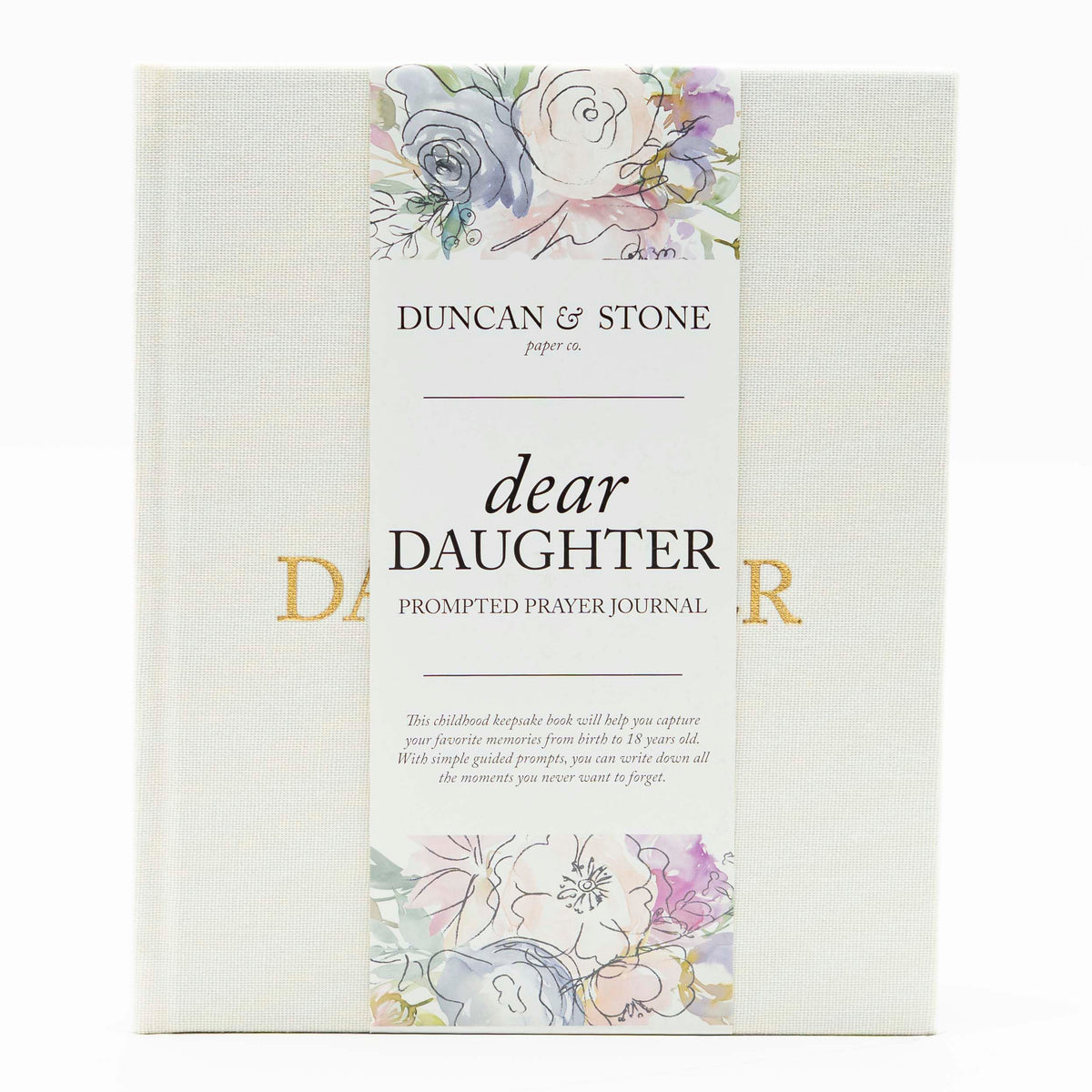 Duncan & Stone Paper Co. Mother Daughter Journal cream cover shows durable linen keepsake design.