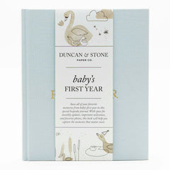 Duncan & Stone Paper Co Baby First Year Book cover closeup for premium keepsake.