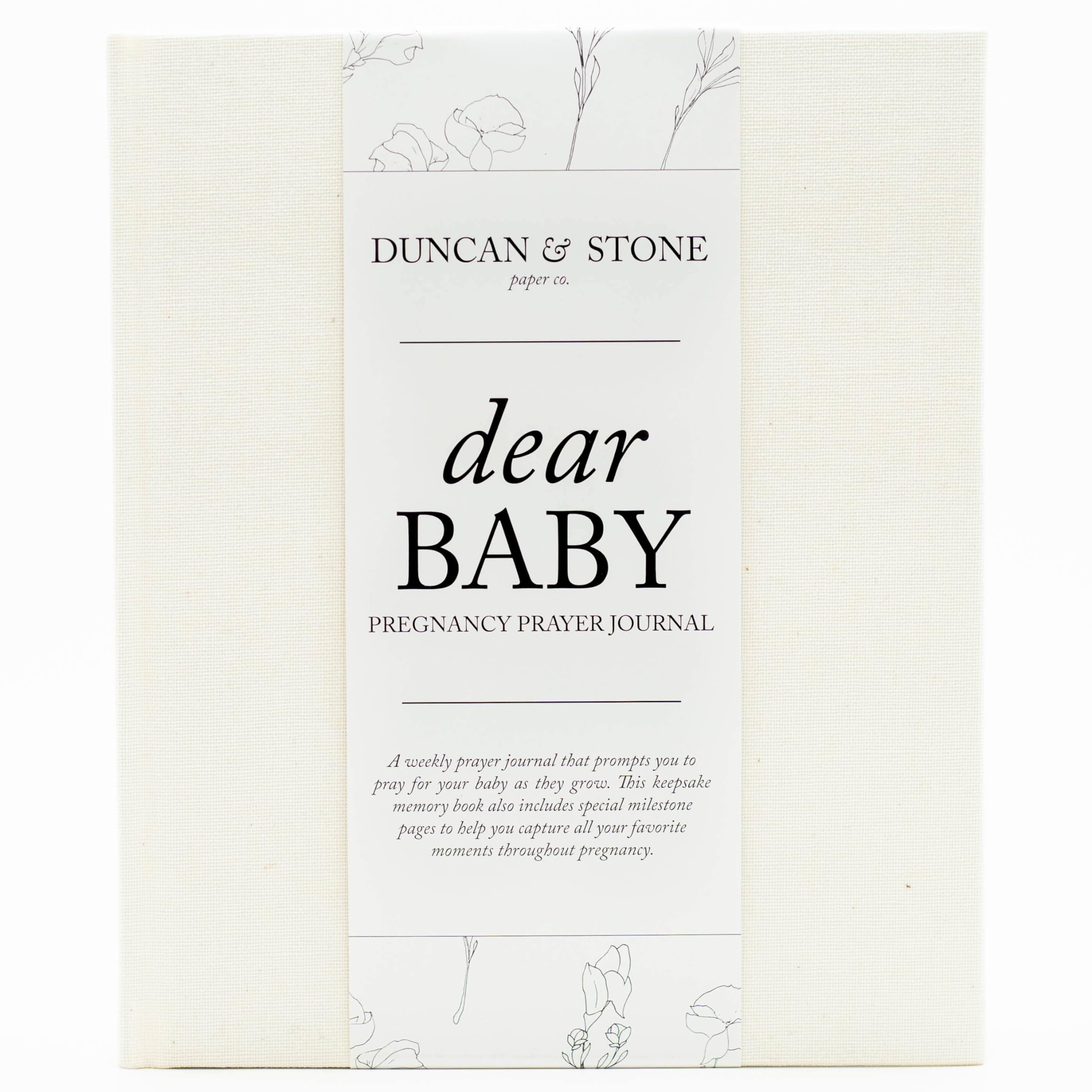 Duncan & Stone Pregnancy Prayer Journal Ivory cover with linen binding for lasting keepsake memories.